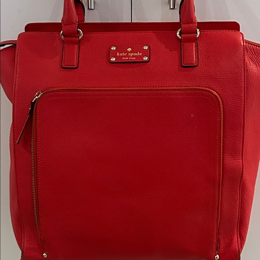 Kate Spade Red Tote Bag EUC - Picture 3 of 15